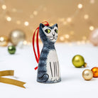 Handmade Ceramic Cat Festive/Christmas Decoration