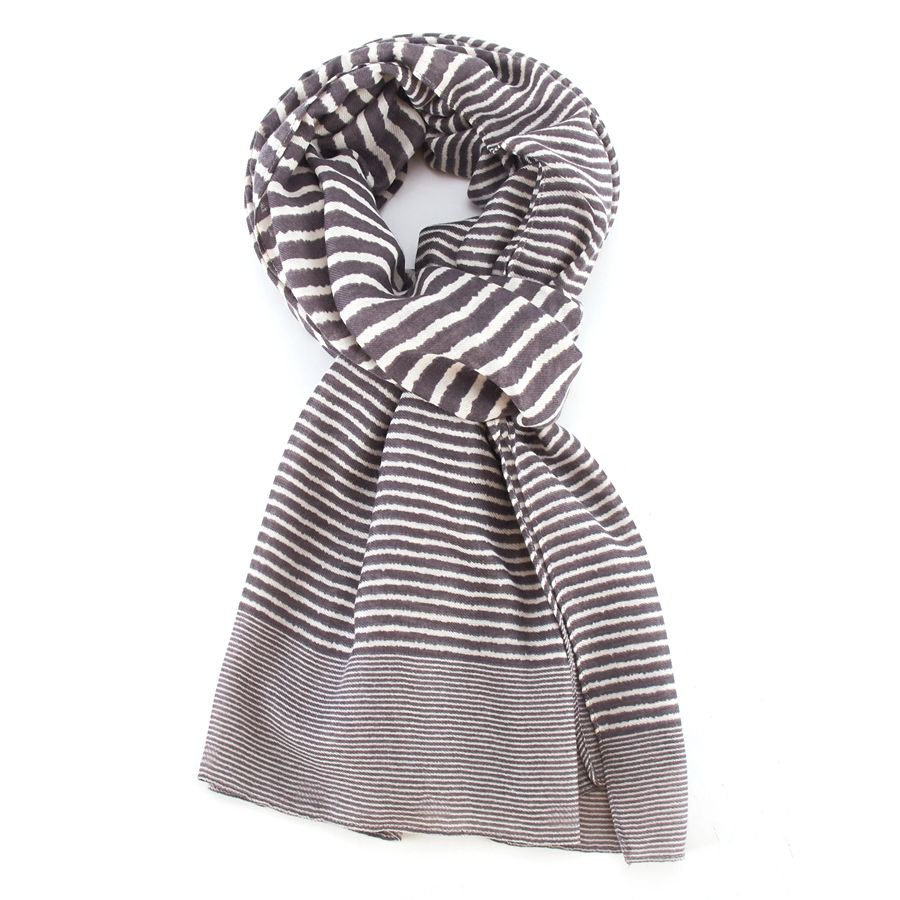 Grey Cross Stripe Scarf