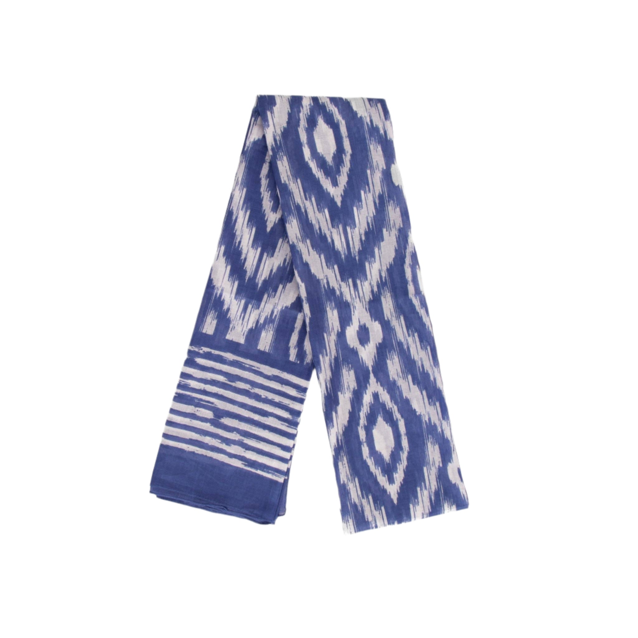 Indie Lightweight Cotton Scarf Blue Aztec