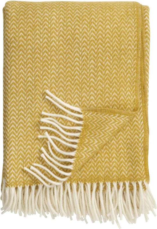 Chevron Yellow 100% Lambswool Throw