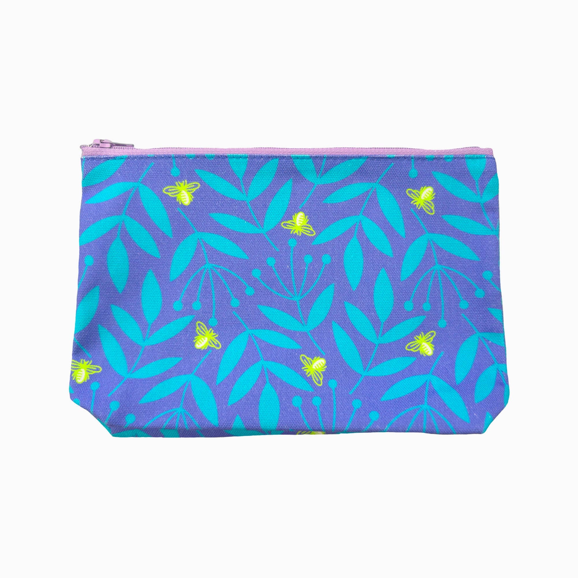 Cosmetic Bag: Foliage & Bee Blue/Lime