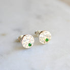 Hammered Birthstone Stud Earrings Sterling Silver