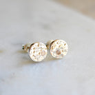 Hammered Birthstone Stud Earrings Sterling Silver