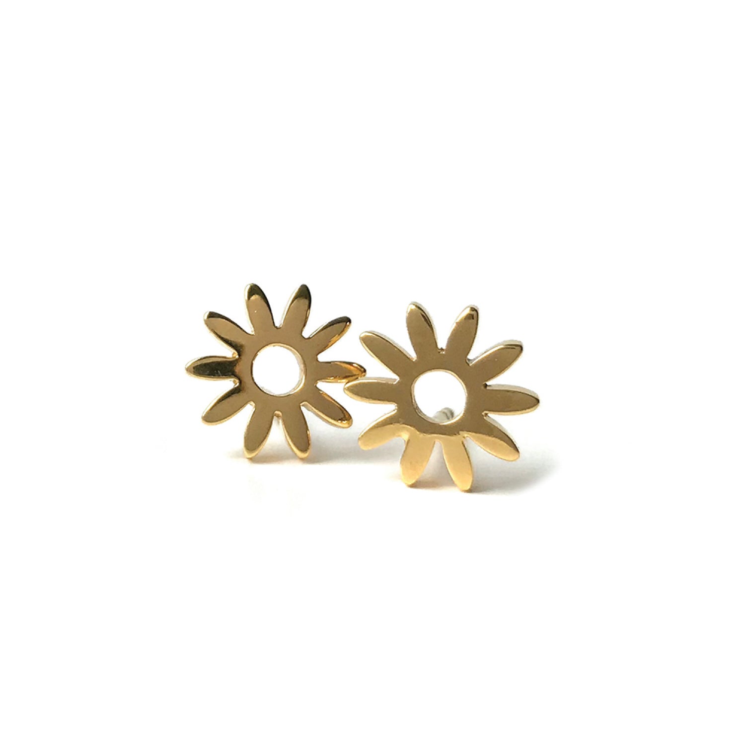 Flower Stud Earrings Gold Vermeil