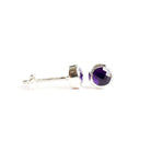 Birthstone Stud Earrings February: Amethyst and Sterling Silver