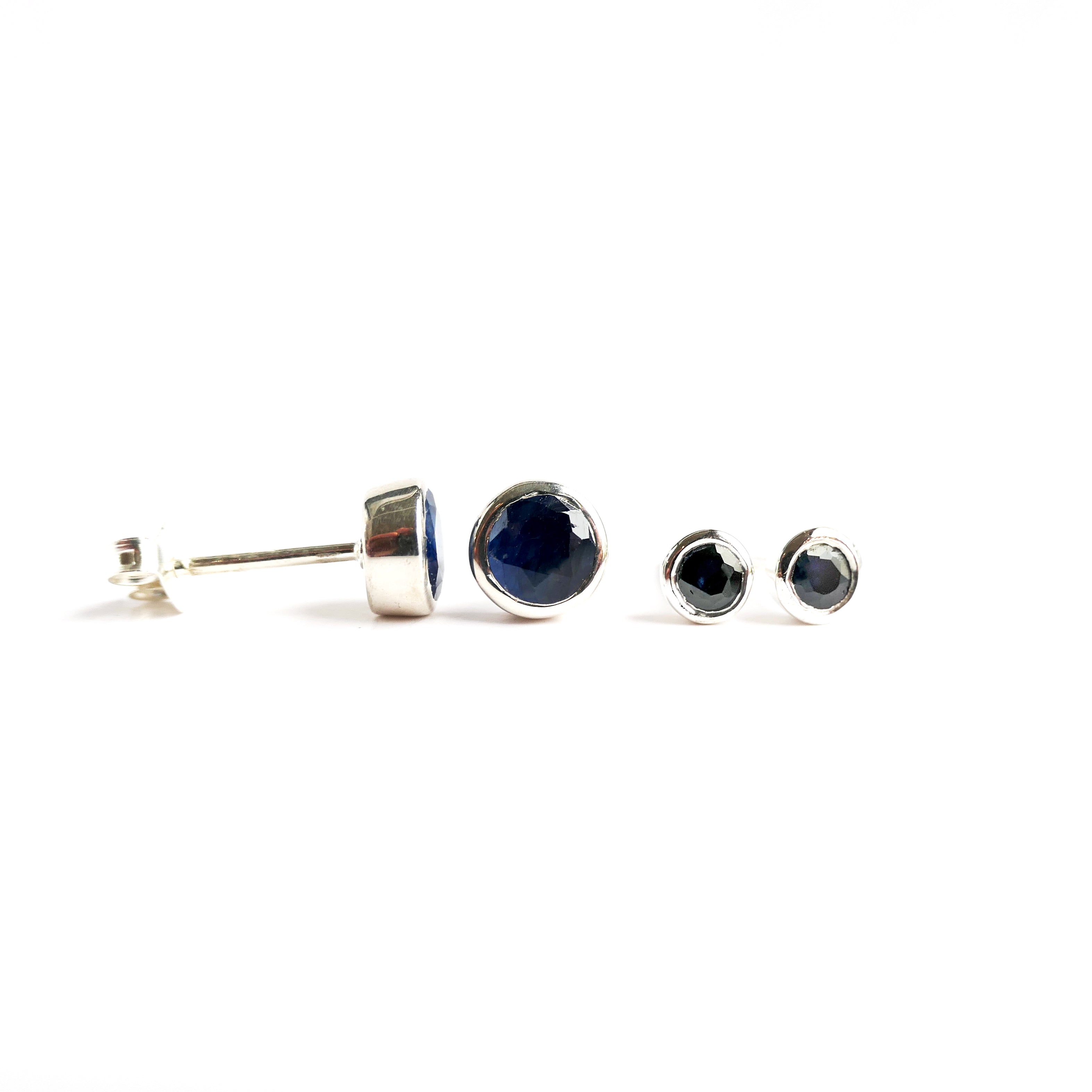 Birthstone Stud Earrings September: Sapphire and Sterling Silver