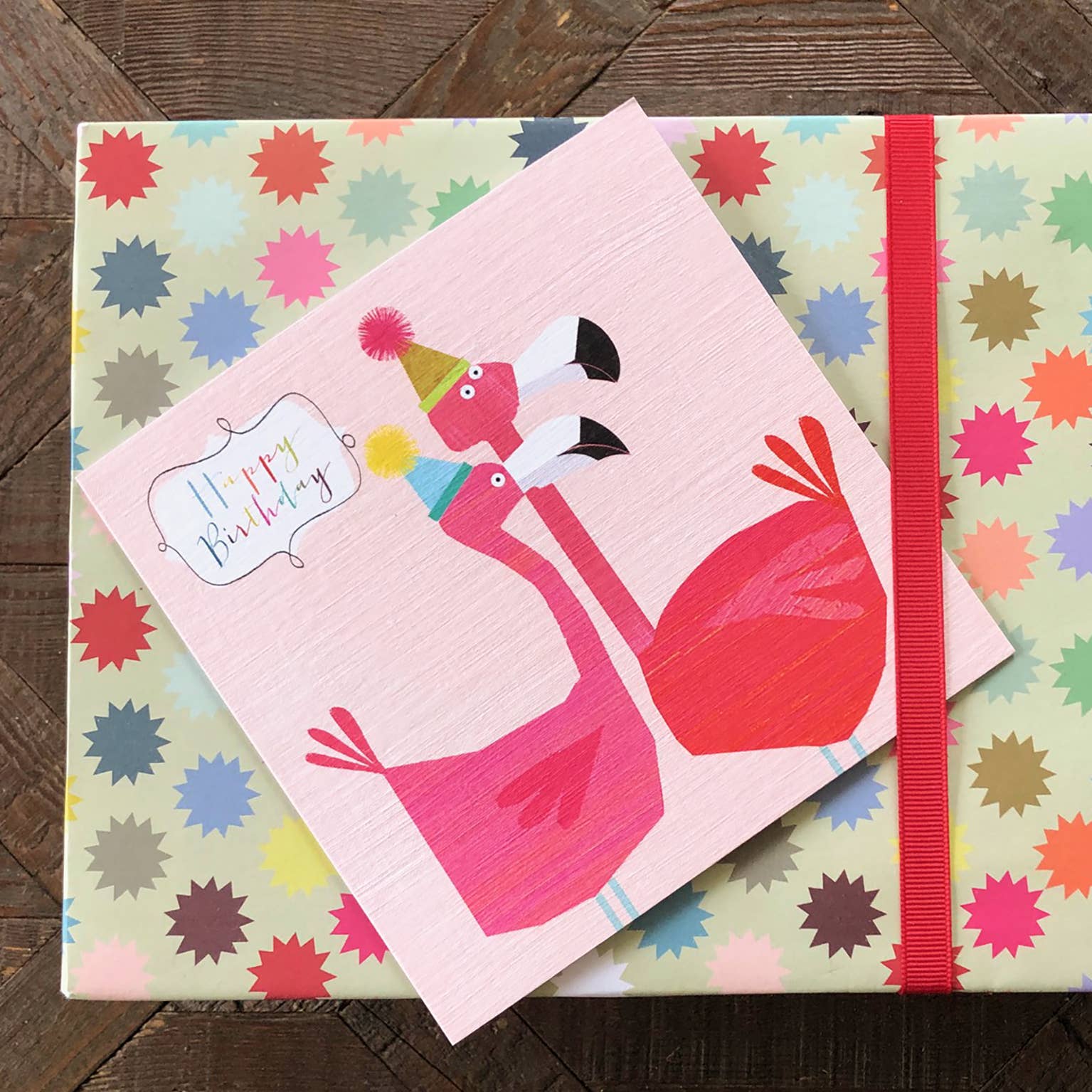 Flamingos Happy Birthday Card