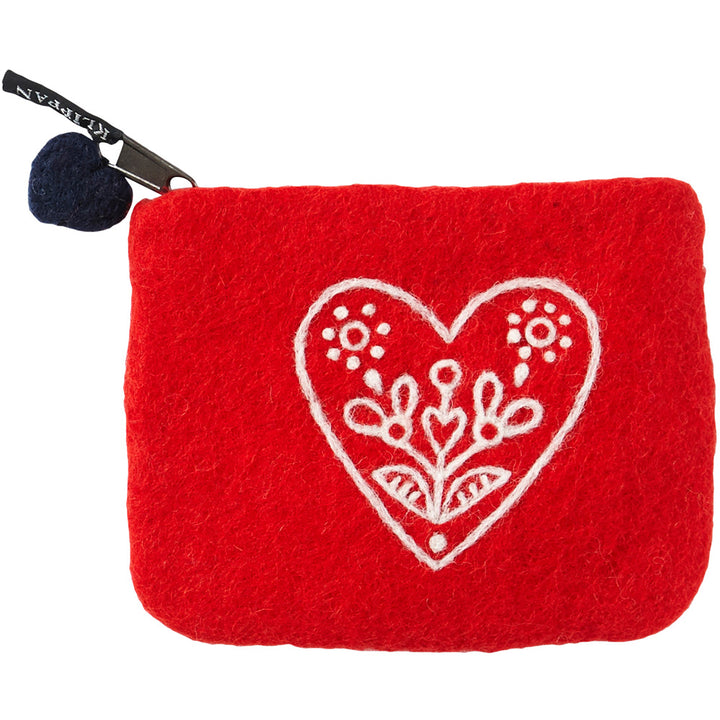 Heart & Flower Felted Wool Purse