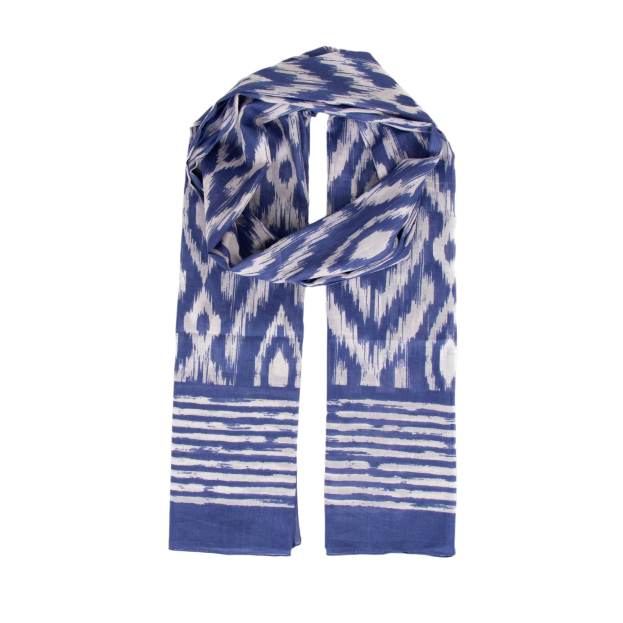 Indie Lightweight Cotton Scarf Blue Aztec