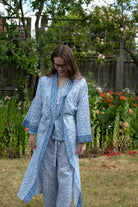 Full Length Cotton Kimono - Blue Bud