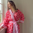 Full Length Cotton Kimono - Jaipur Magenta & Orange