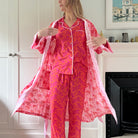 Full Length Cotton Kimono - Jaipur Magenta & Orange