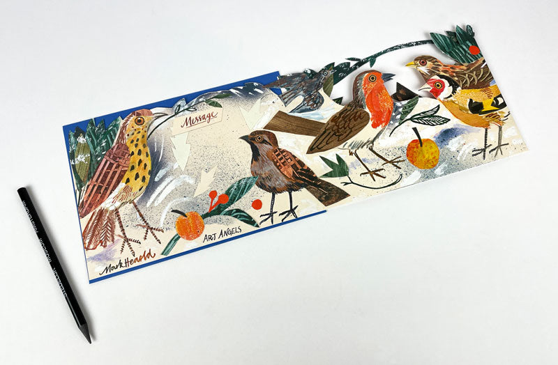 Winter Feast trifold greetings card collage by Mark Hearld