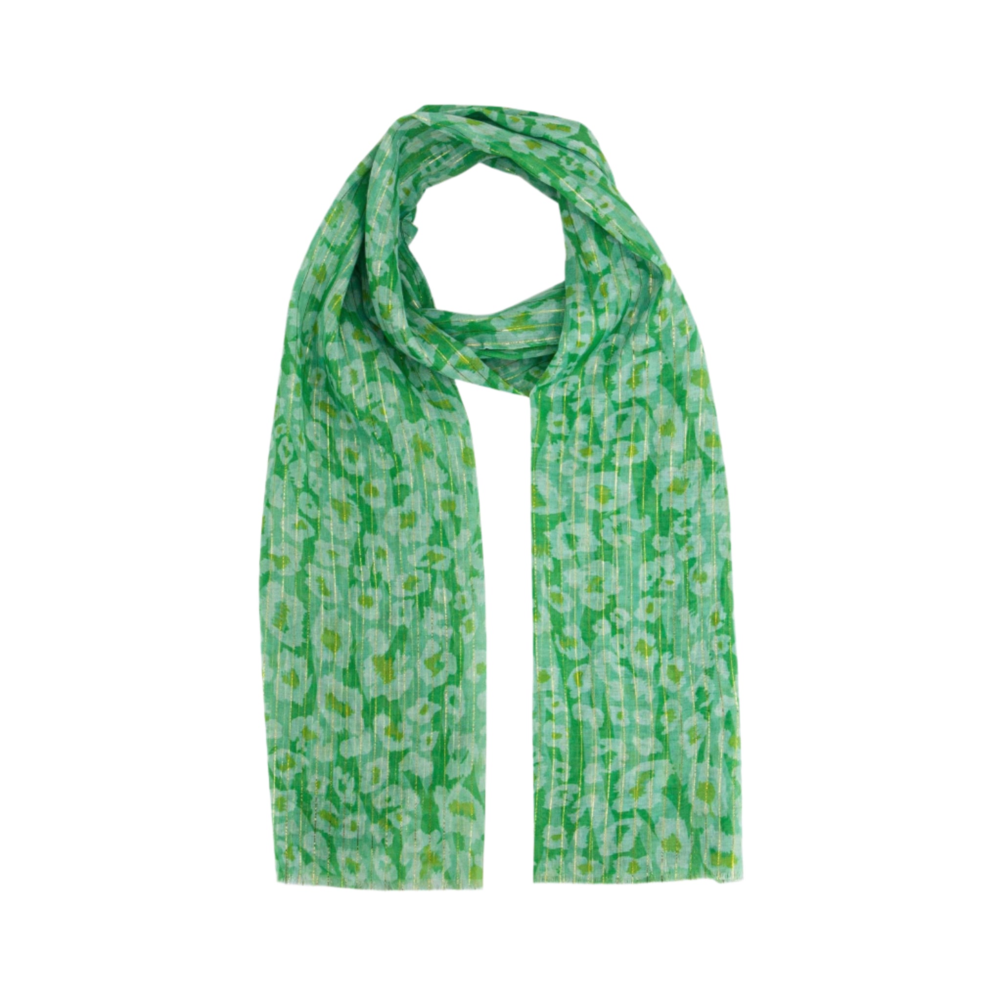 Mika Lightweight Scarf Green Leopard Print