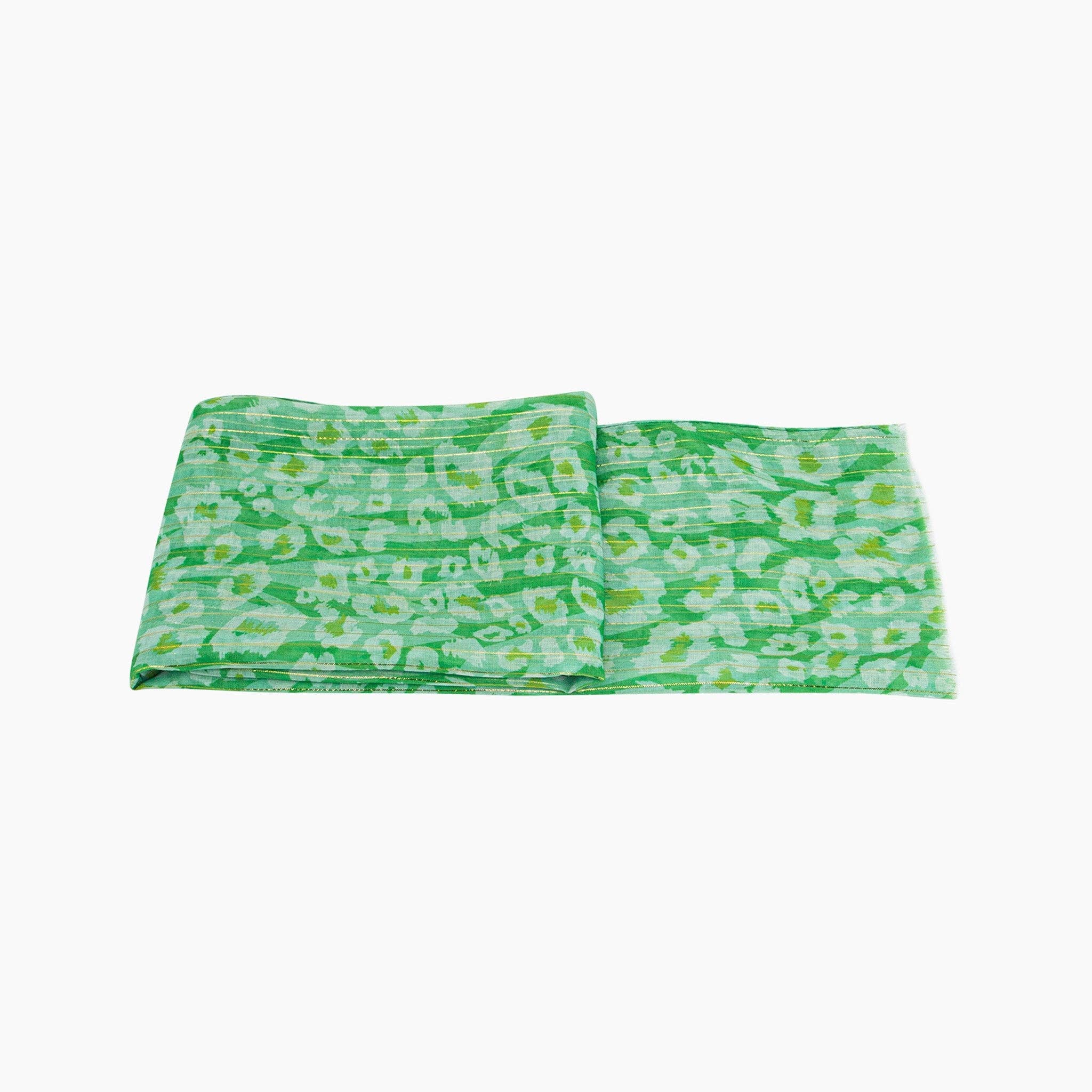 Mika Lightweight Scarf Green Leopard Print