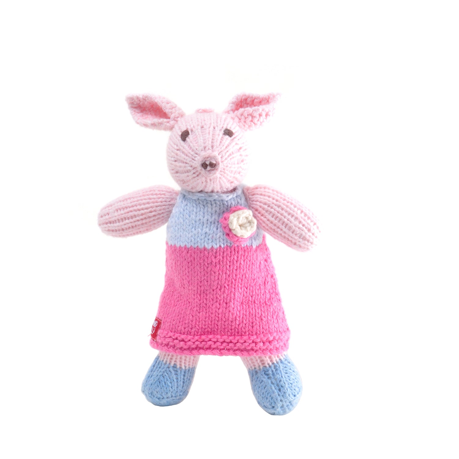 Knitted Pig in Pink Twotone Dress Toy