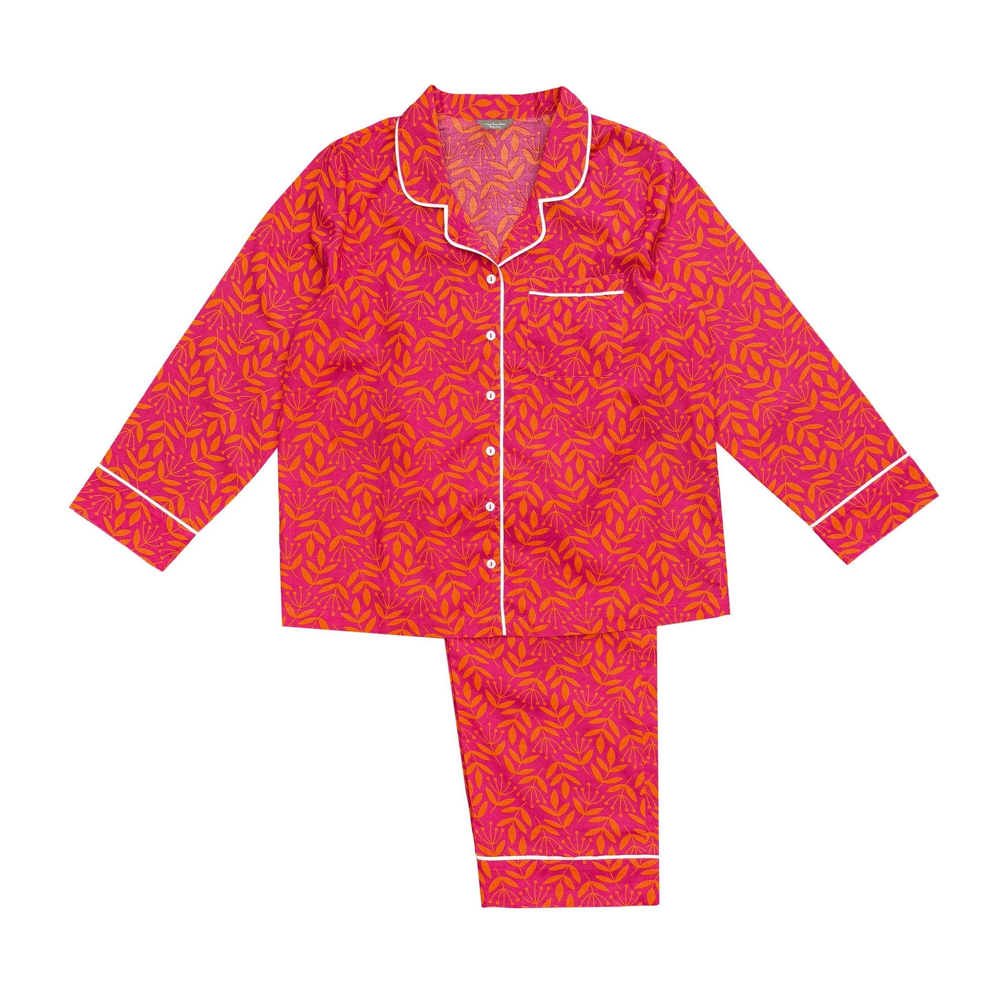 New Summer Meadow Magenta & Orange Cotton Pyjamas