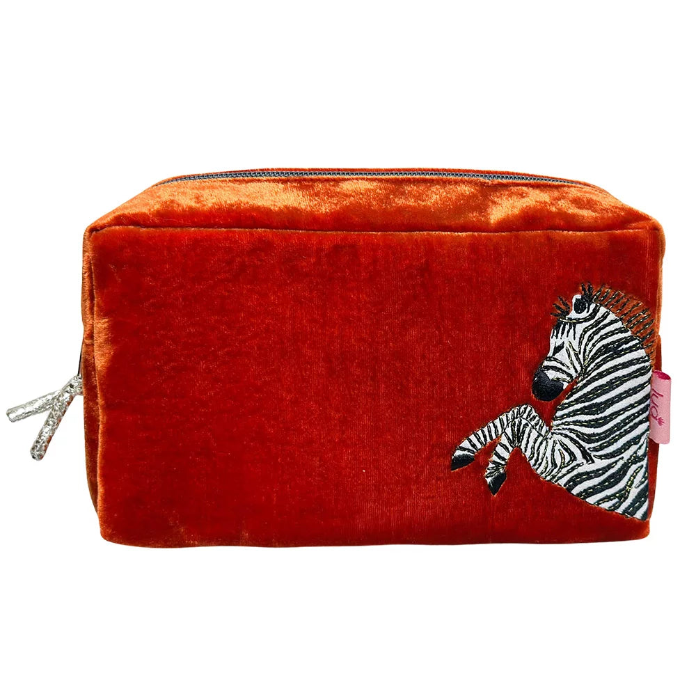 Velvet Cosmetic Purse Orange Zebra