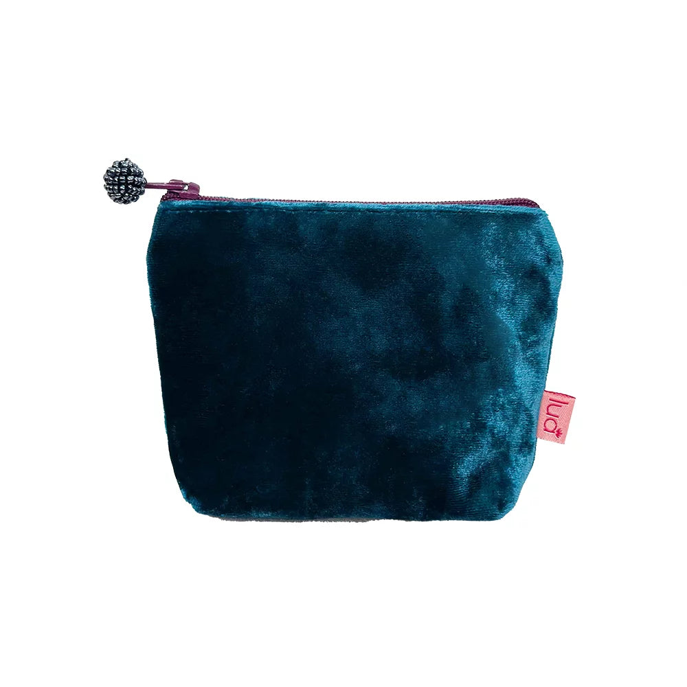 Mini Velvet Purse Dark Turquoise with Magenta Zip