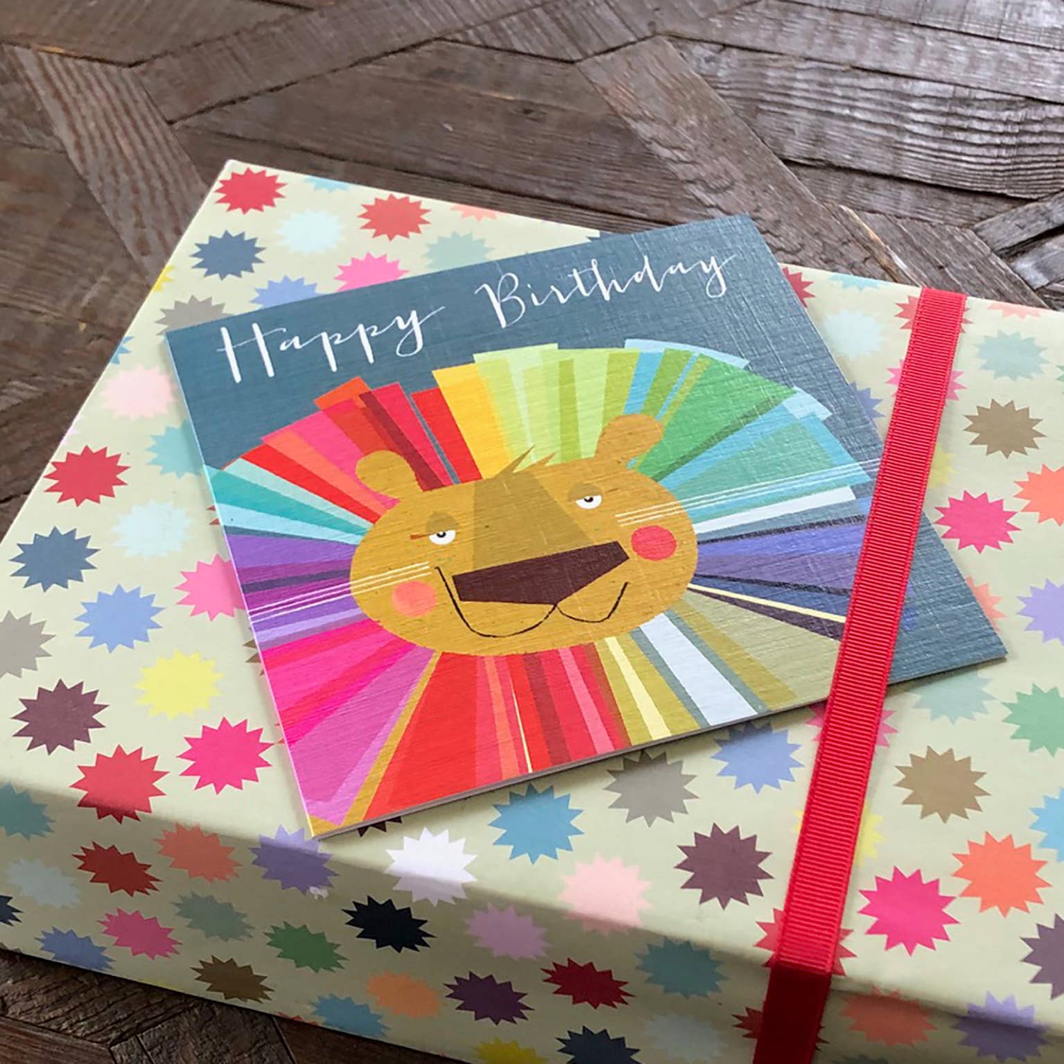 Rainbow Lion Greetings Card - Happy Birthday