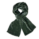 Plain Silk Velvet Scarf Dark Sage