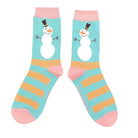 Snowmen Stripes Socks Duck Egg