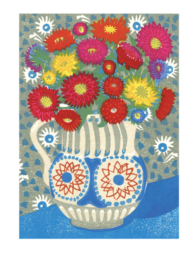 Asters in a Bloomsbury Jug Greeting Card