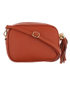 Tassle Crossbody Leather Camera Bag Burnt Orange