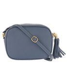 Tassle Crossbody Leather Camera Bag Denim Blue