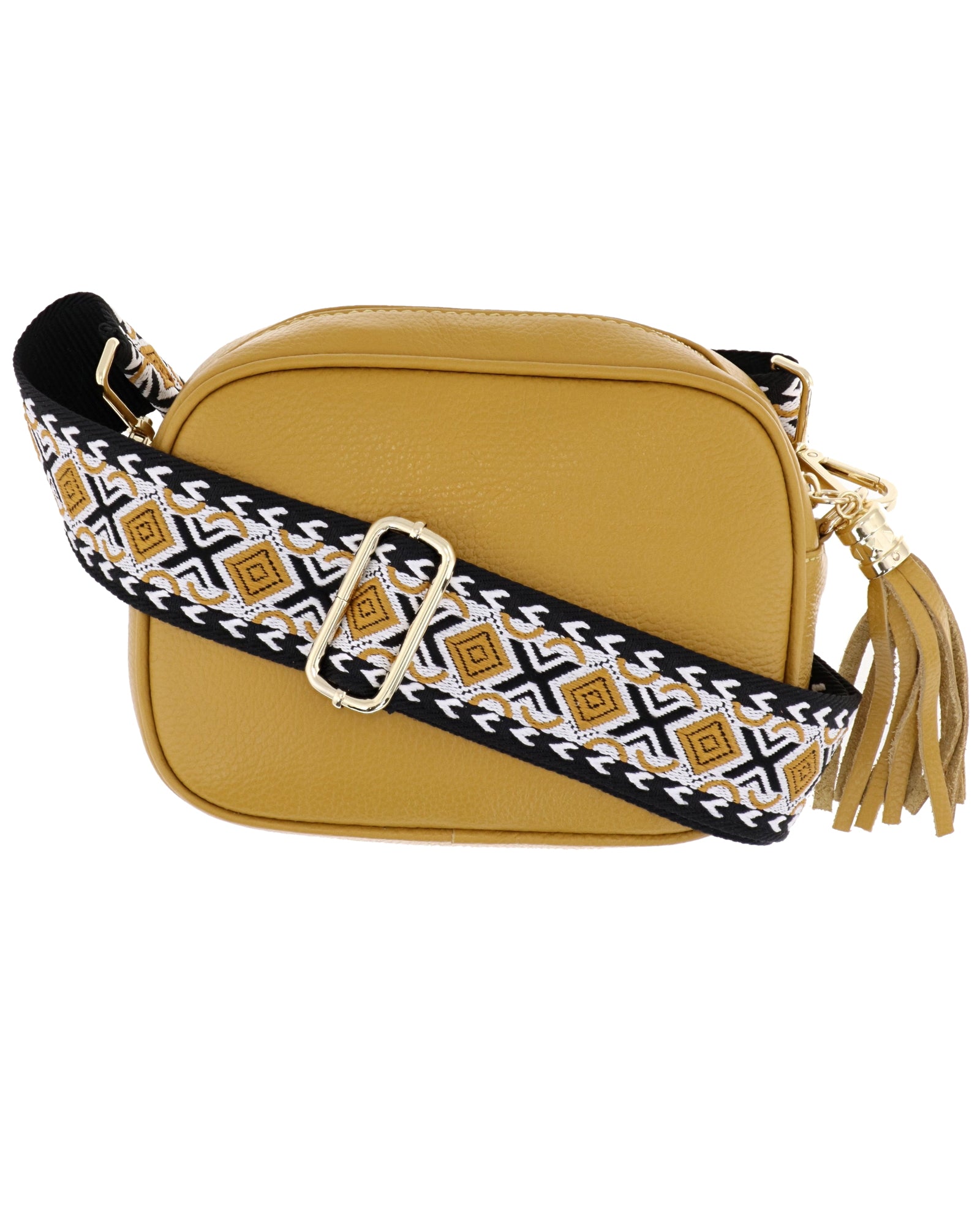 Black and Mustard Geo Bag Strap