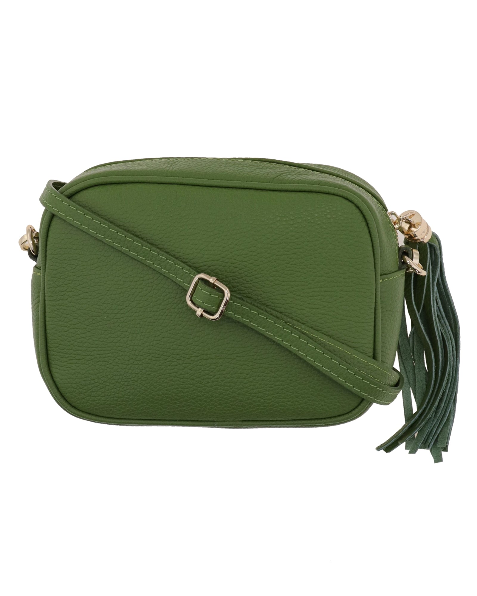 Tassle Crossbody Leather Camera Bag Avocado