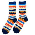 Fluffy Striped Socks Navy