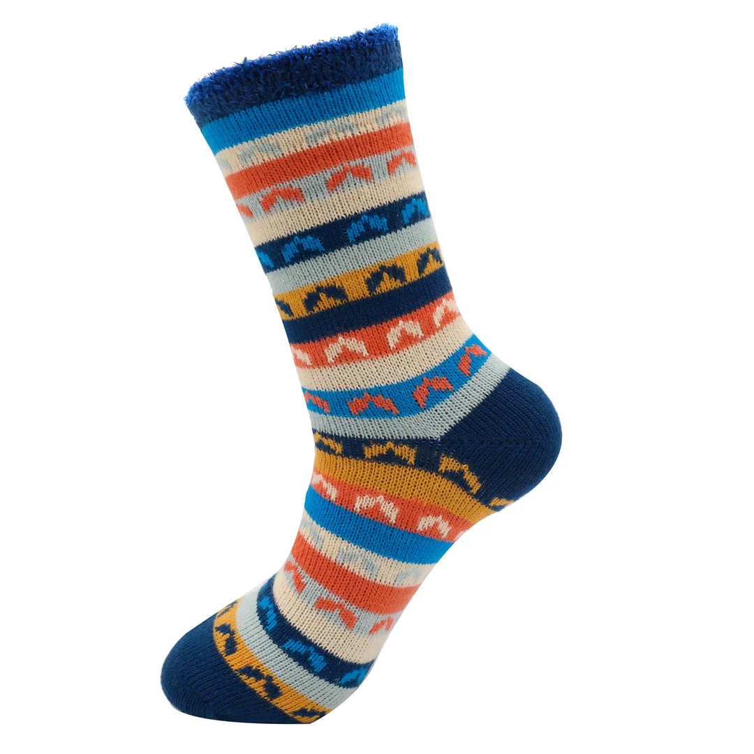 Fluffy Striped Socks Navy