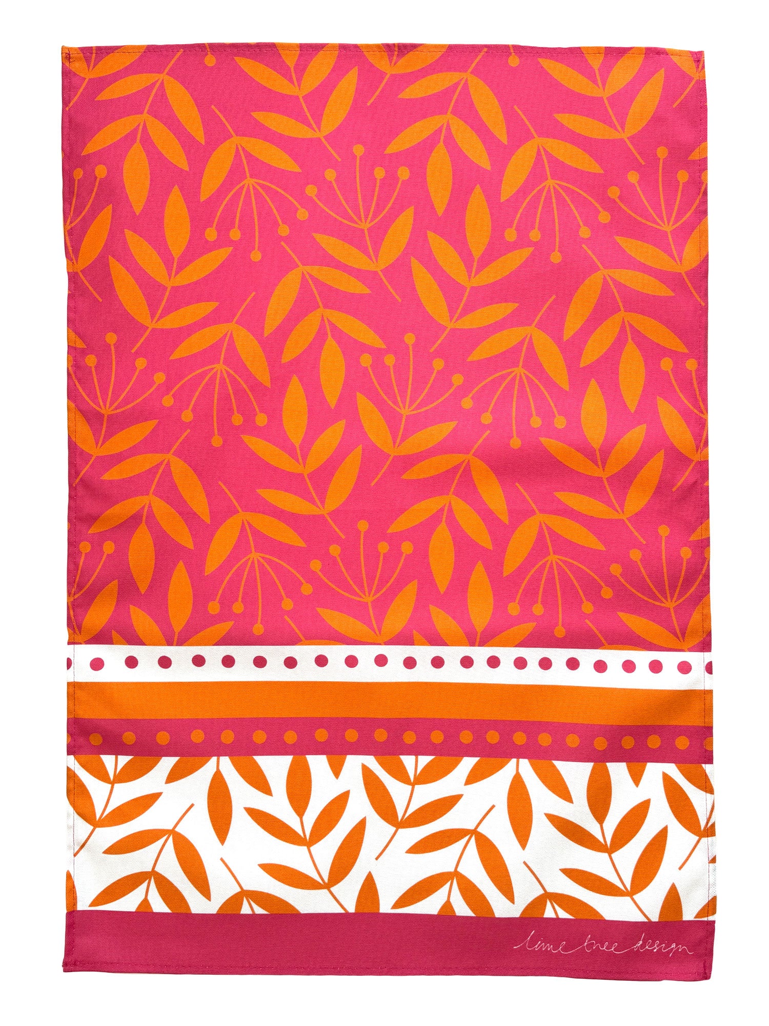 Tea Towel: Summer Border Magenta/Orange