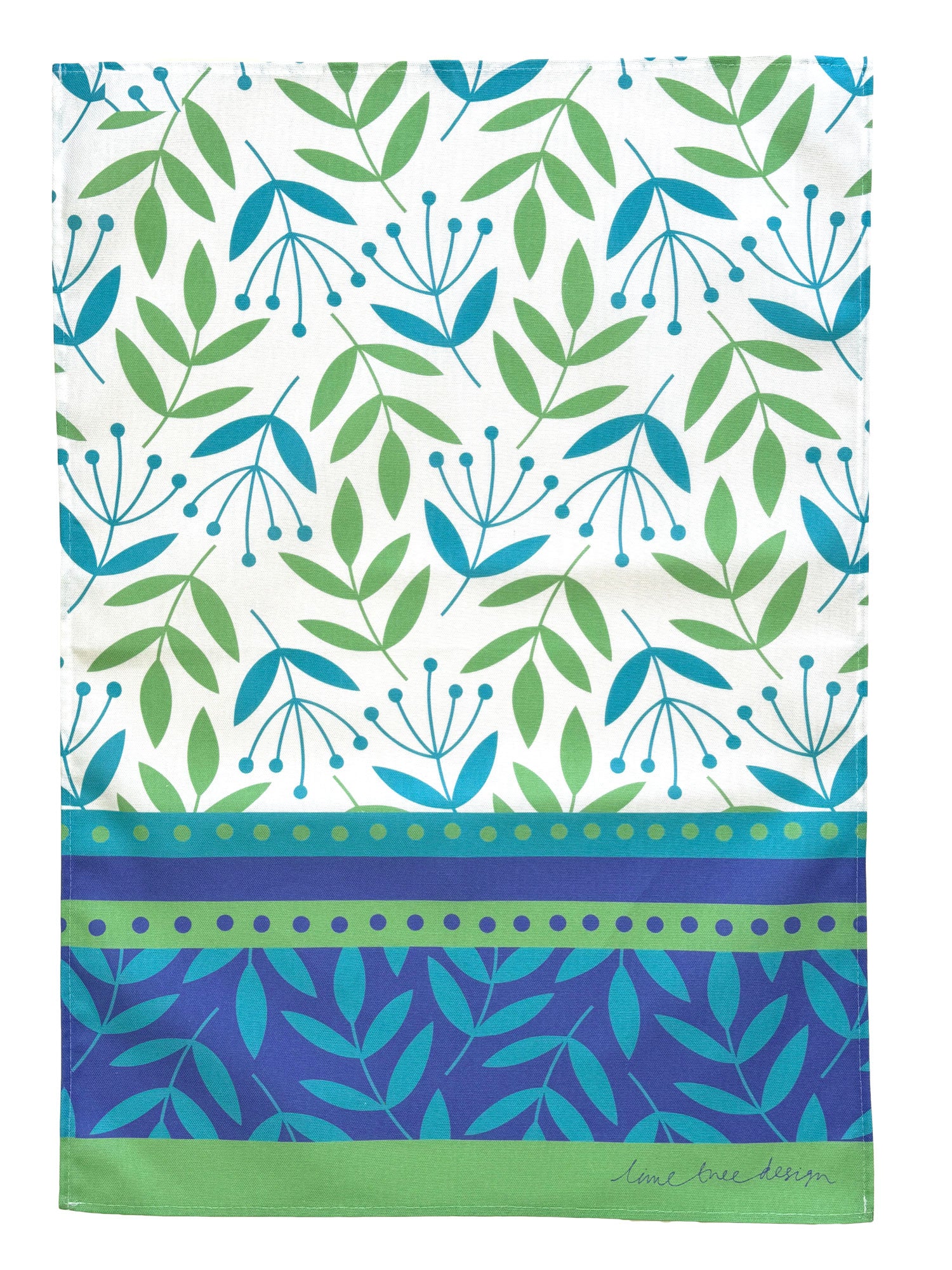 Tea Towel: Summer Border Green/Turquoise