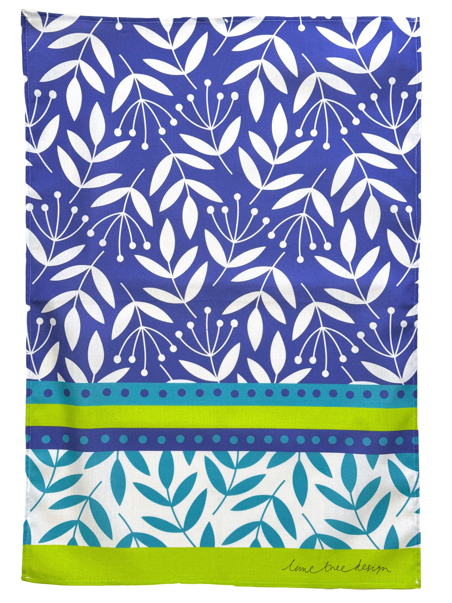 Tea Towel: Summer Border Blue/Lime