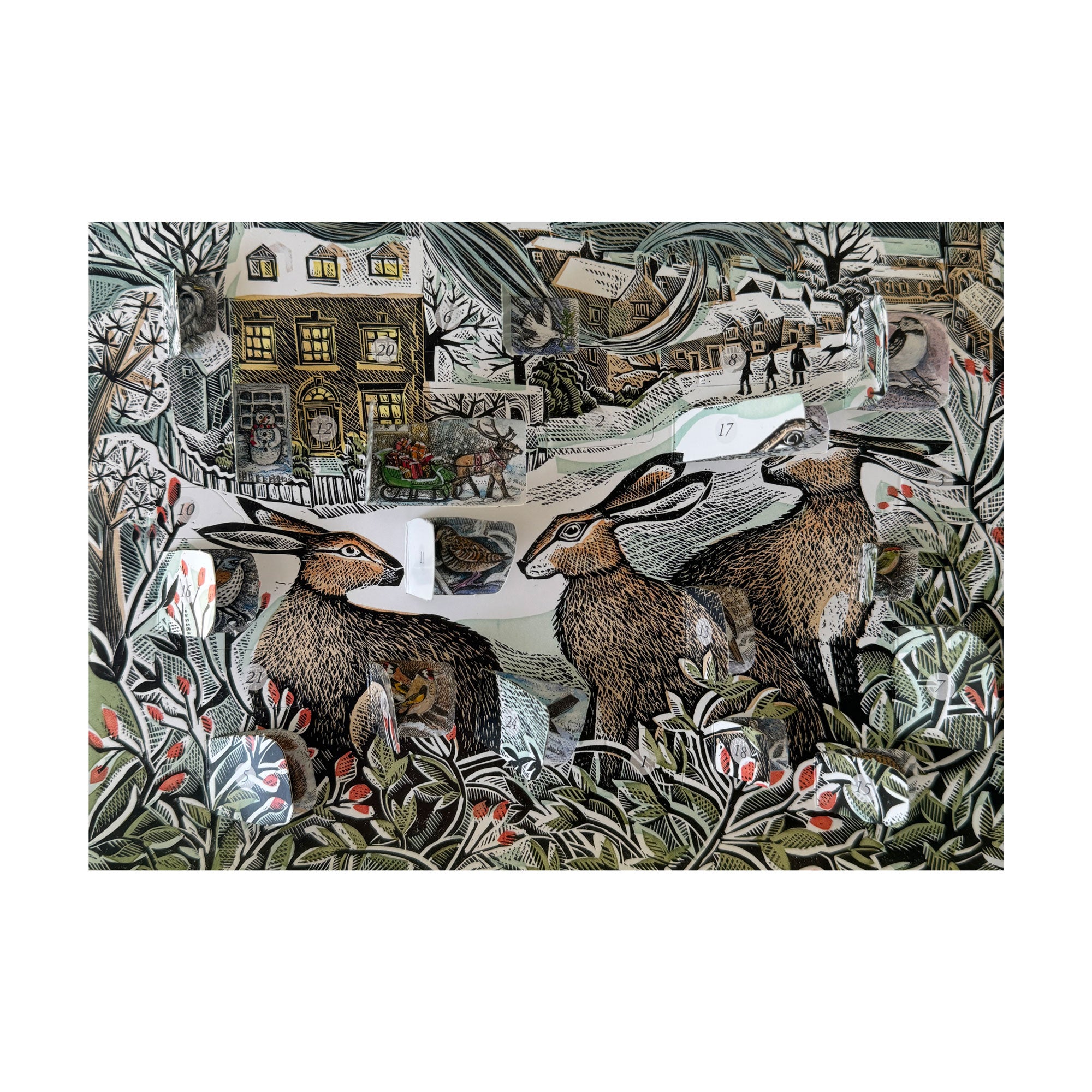 We Three Hares advent card