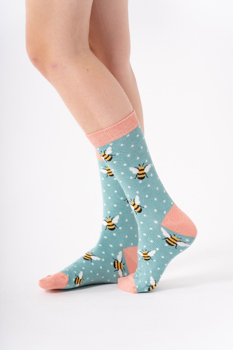 Bamboo Bumble Bee Socks Turquoise