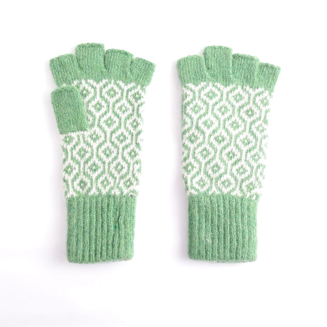 Green Honeycomb Fingerless Gloves