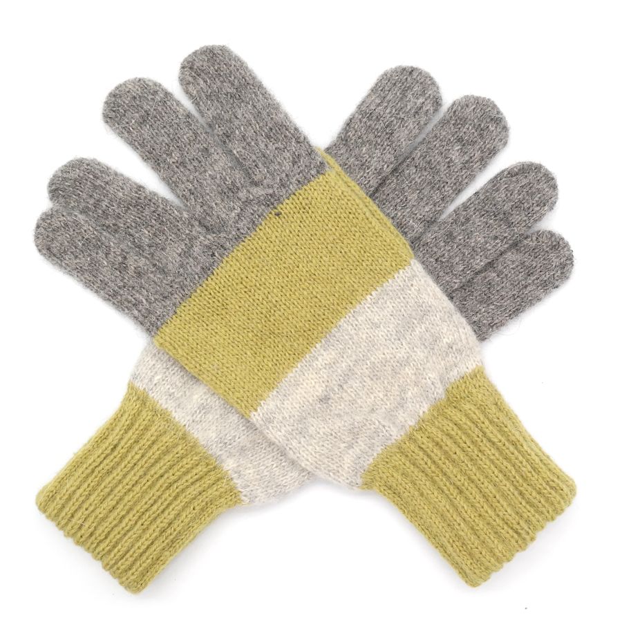 Green Block Stripe Gloves