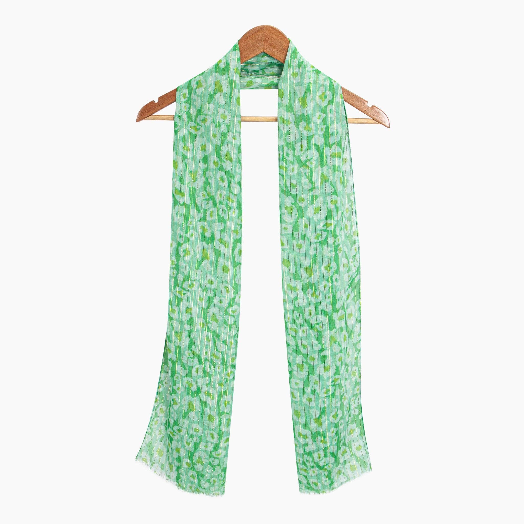 Mika Lightweight Scarf Green Leopard Print 