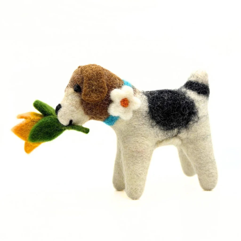 Fox Terrier with Daffodil Decoration