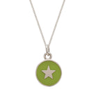 Lime Green Star Enamel Necklace Sterling Silver