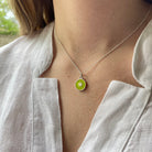 Lime Green Star Enamel Necklace Sterling Silver