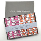 Pink and Orange Birds fabric hankies made by hand in gift box