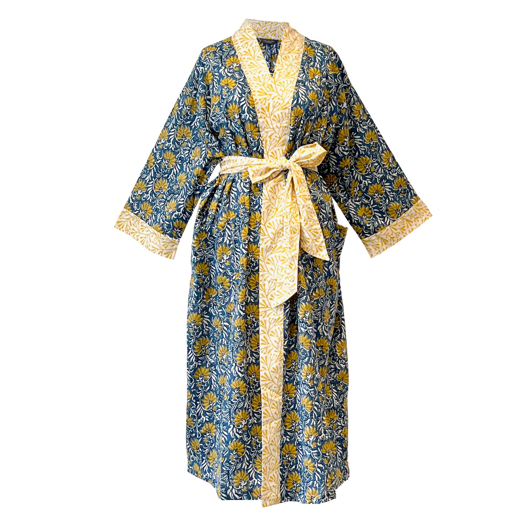 Kimono Dressing Gown / Cotton Floral 2024 / Yellow