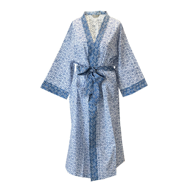 Blue Bud Cotton Full Length Kimono – Lime Tree Design