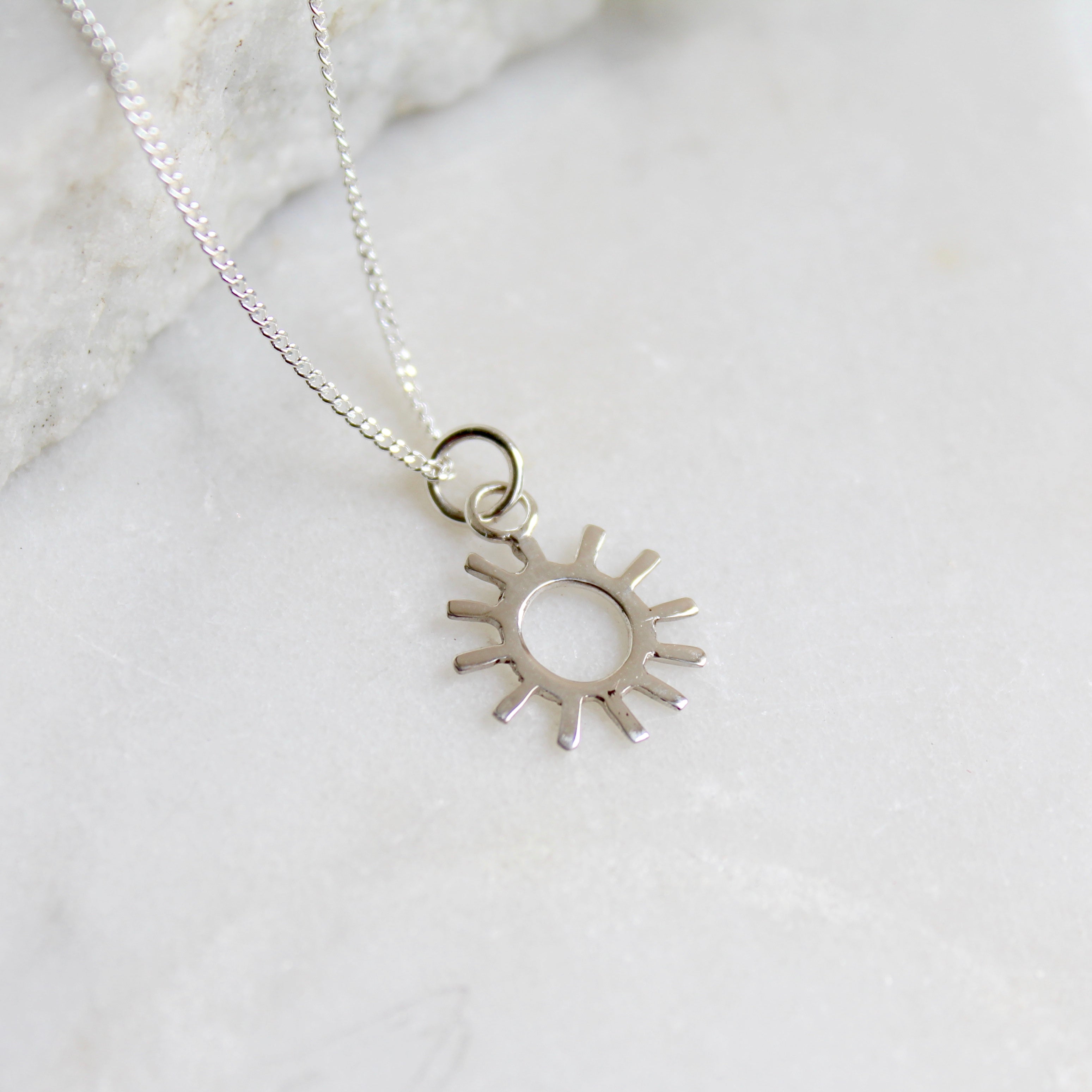 Sun Charm Necklace Sterling Silver