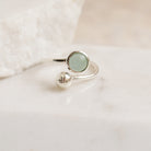 Aqua Adjustable Birthstone Ring Sterling Silver March